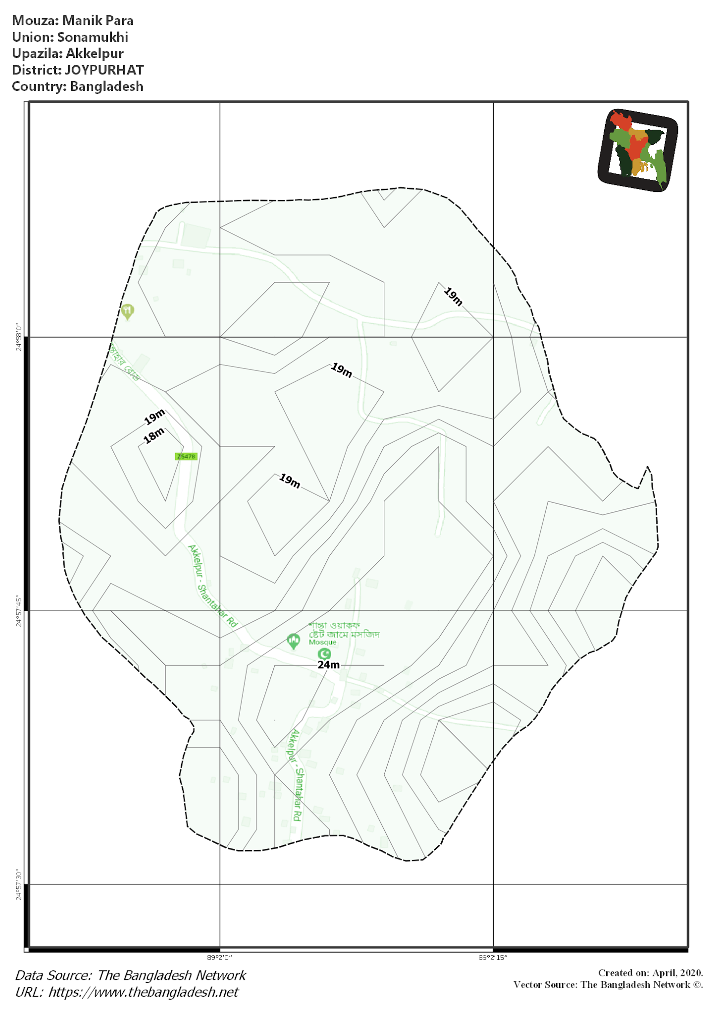 Map of Manik Para Mouza of Akkelpur Upazila, JOYPURHAT, Bangladesh.