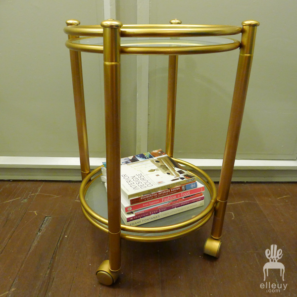 gold stool, gold table, gold chair