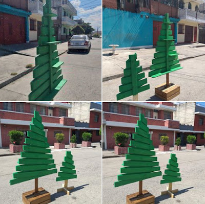 arbolitos de navidad con pallets de madera reciclados