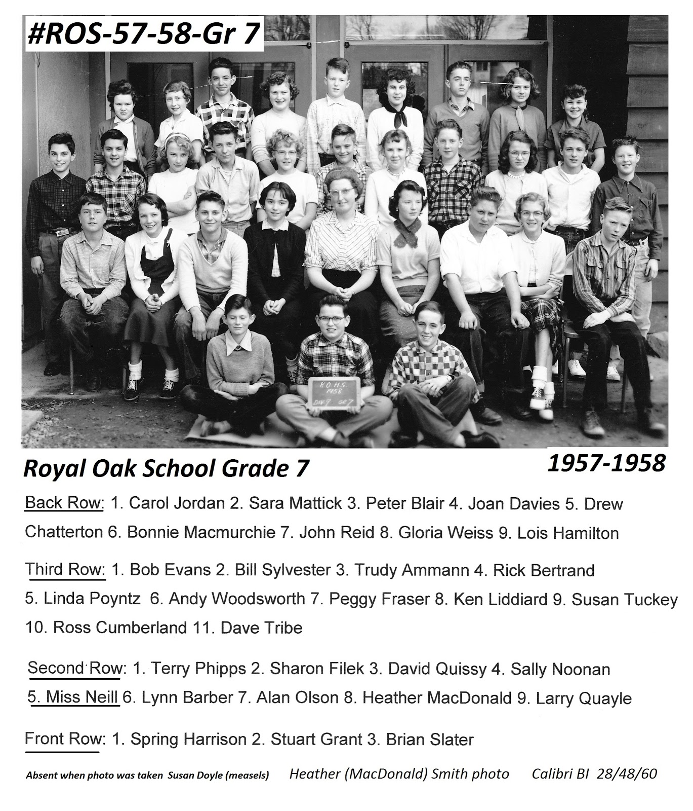Royal Oak School Yard Class photos from the "1952" Royal Oak School.