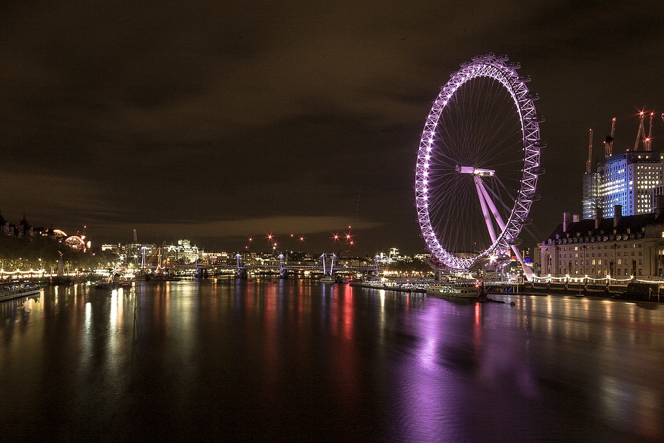 London Eye at night.