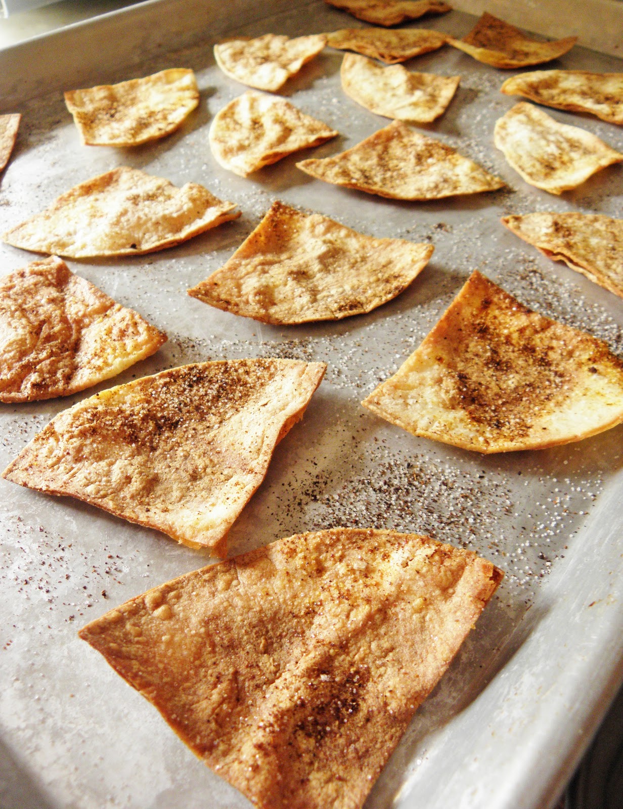 The Cozy Little Kitchen Baked Chili Tortilla Chips with Easy Smooth & Spicy Dip