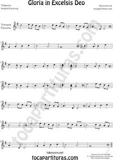 Trompeta y Fliscorno Partitura de  Gloria in excelsis deo Villancico Sheet Music for Trumpet and Flugelhorn Music Scores