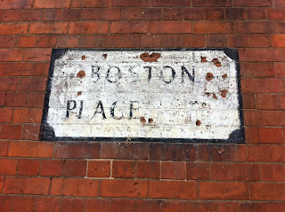 Ghost street sign, Boston Place, Marylebone, London.