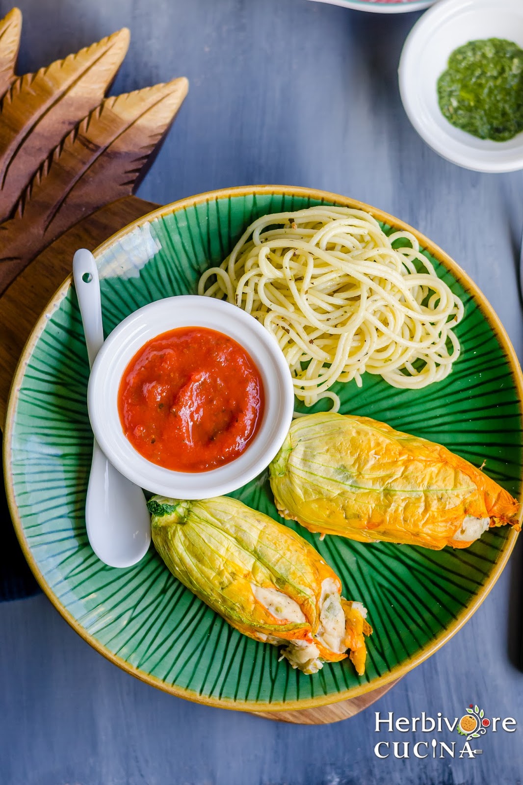 Herbivore Cucina Stuffed Baked (Not Fried) Zucchini Blossoms