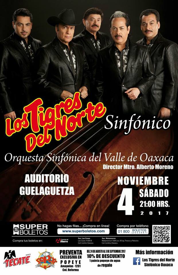 Concierto de los Tigres del Norte en Oaxaca Noviembre 2017 (Boletos e