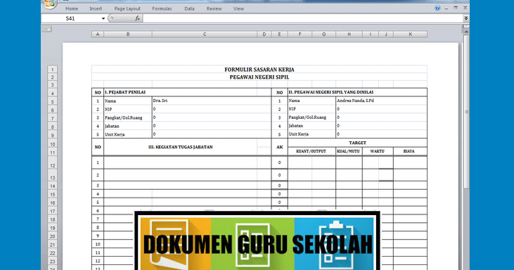 Contoh SKP untuk PNS Terbaru Format Microsoft Excel