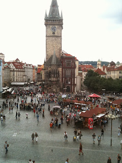 View of Old Town Square from the Mucha/Dali Exhibit
