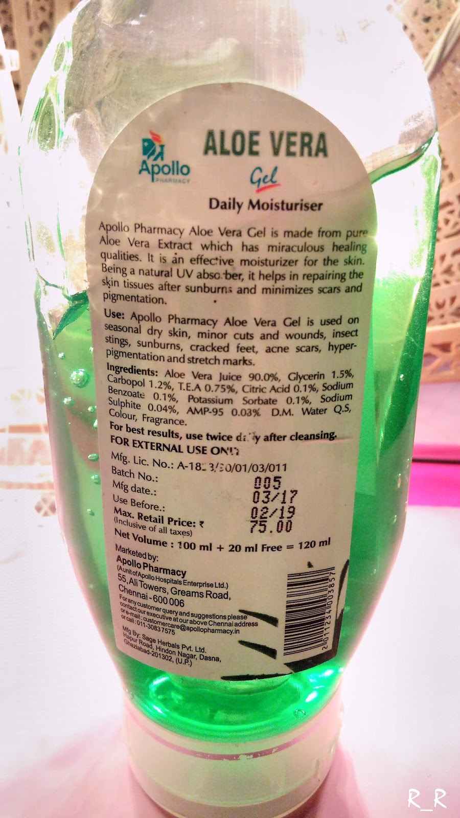 Ritzy_Rituparna Apollo Pharmacy Aloevera Gel Review