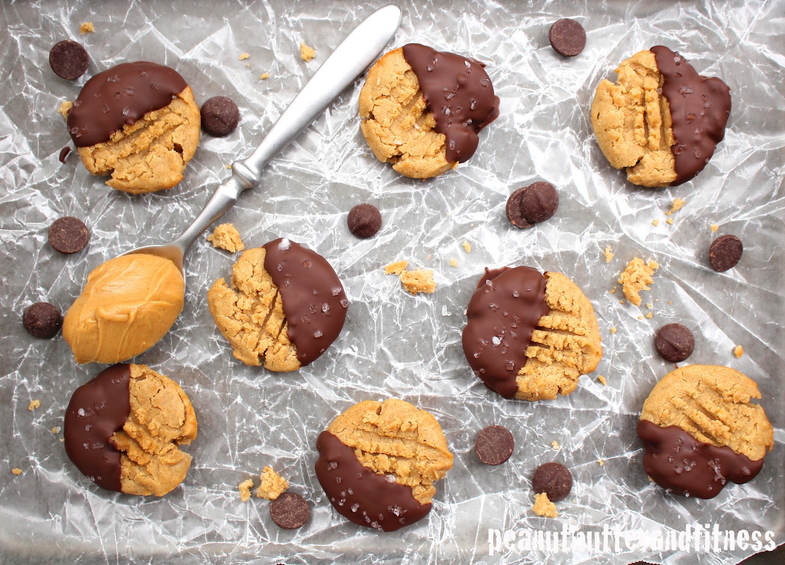 Sea Salt Chocolate Dipped Peanut Butter Cookies Peanut Butter and Fitness