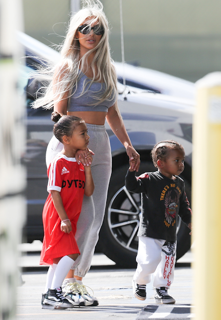 Kim Kardashian steps out with her cute kids (photos)
