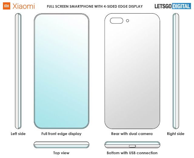 Xiaomi patented a smartphone with a curved screen in the four sides