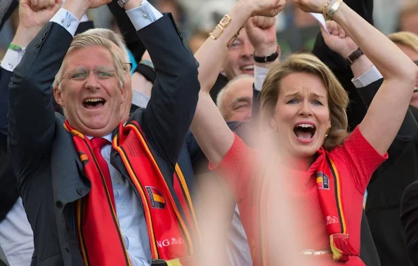 King Philippe and Queen Mathilde at European Championship match of between Hungary and Belgium