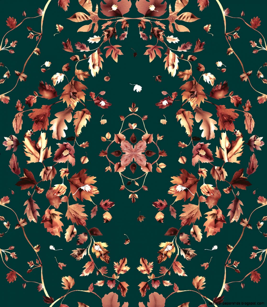 Lazarides  Jonathan Yeo  Leaf Collage Wallpaper Teal 2014