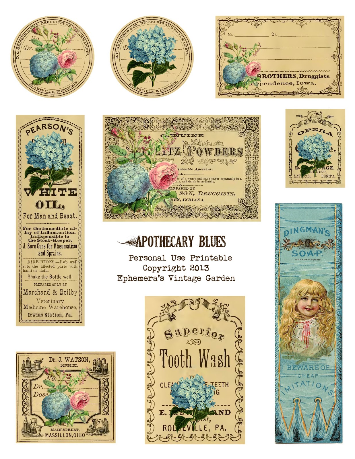 Ephemera s Vintage Garden Free Printable Apothecary Labels With Flowers Ephemera s Vintage Garden Free Printable Apothecary Labels With Flowers