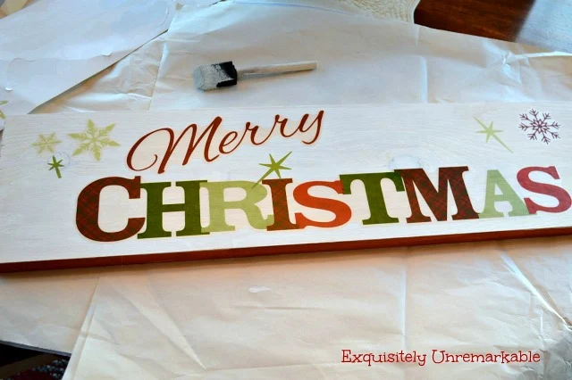 Merry Christmas Sticker Sign on A Board