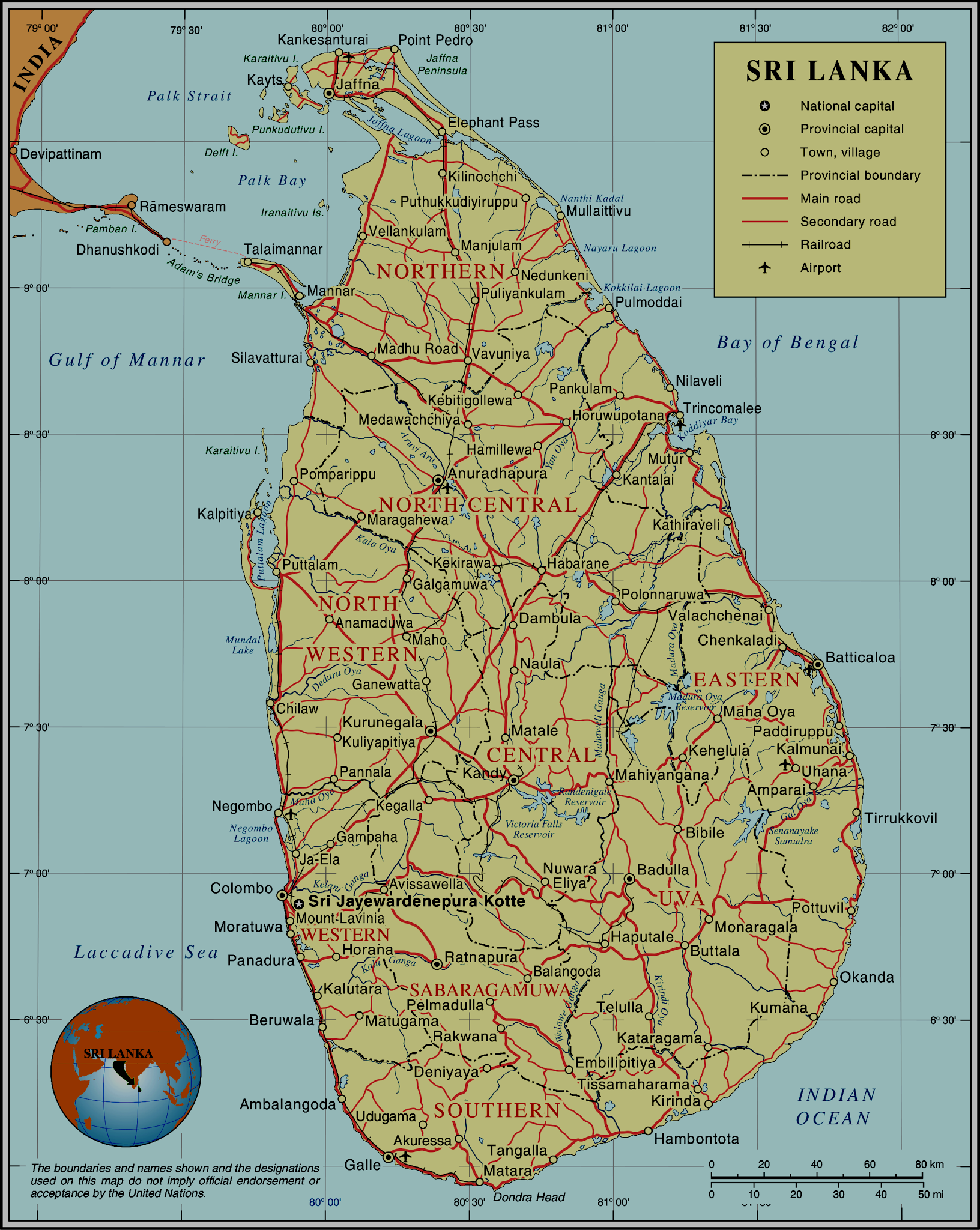 Republic of Sri Lanka Map