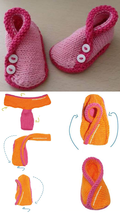 Knitted Kimono Baby Booties - Free Pattern 