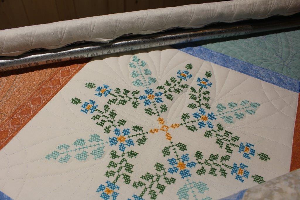 Sarah Lynn's Quilting Quilting around the CrossStitching