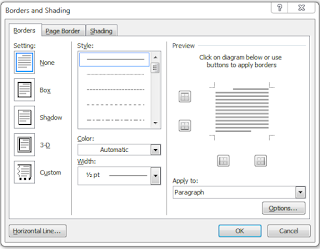 Border and Shading dialog box