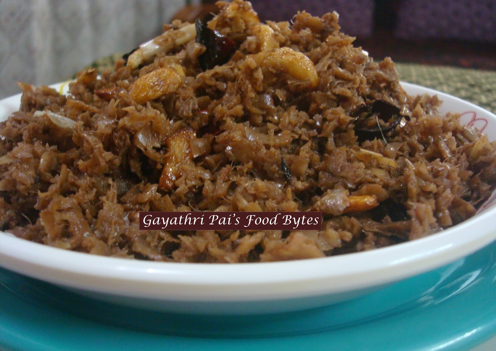 Gayathri Pai's Food Bytes Bondi Kirpula / Banana Flower Bhaji.