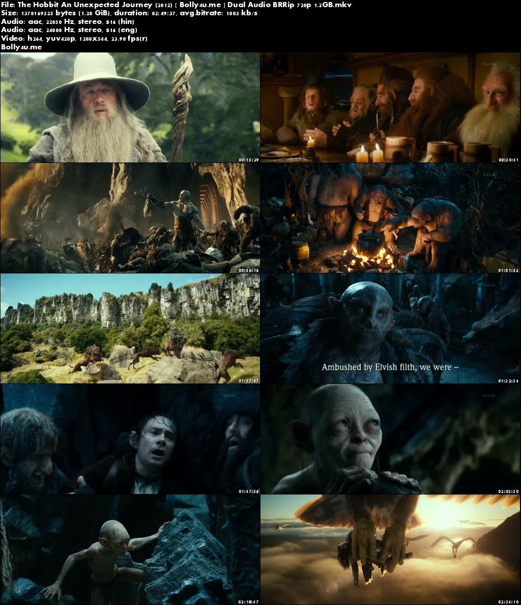 The Hobbit An Unexpected Journey 2012 BRRip 500MB Hindi Dual Audio 480p Download