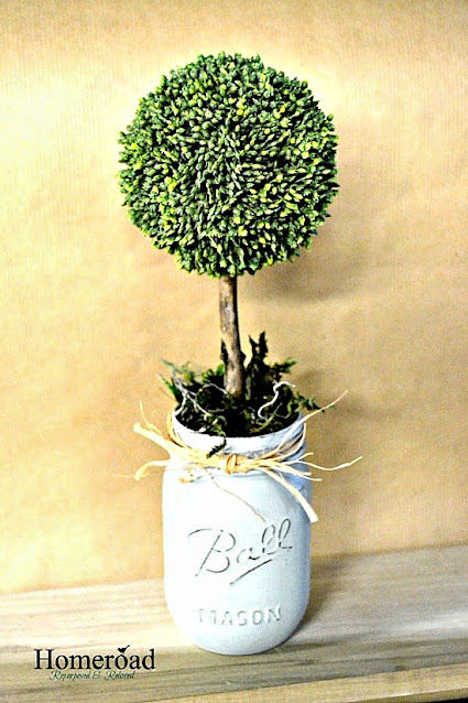 Spring Topiary Tree in a painted Mason Jar