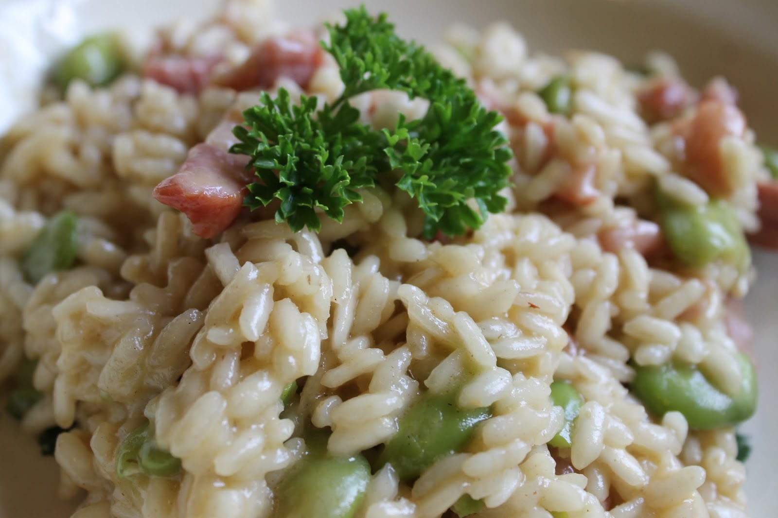 JibberJabberUK Broad bean and bacon risotto
