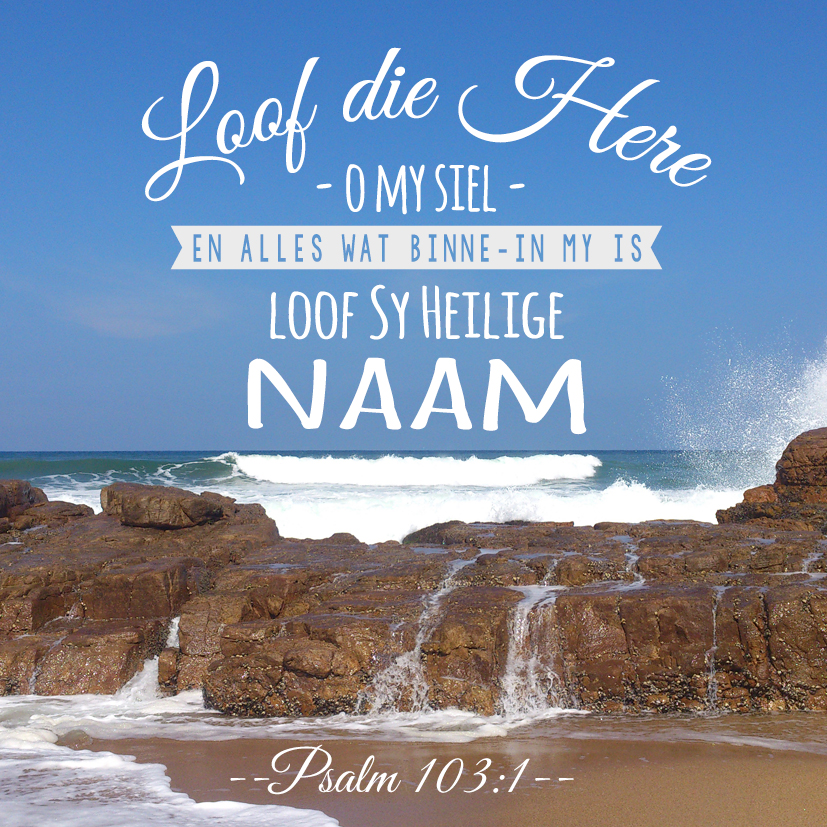 Loof die Here, o my siel! en alles wat binne-in my is, Sy heilige Naam. Psalm 103:1