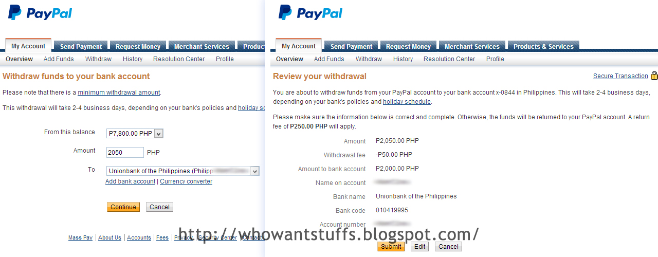Withdraw Money from PayPal to Bank Account or Credit Card Philippines