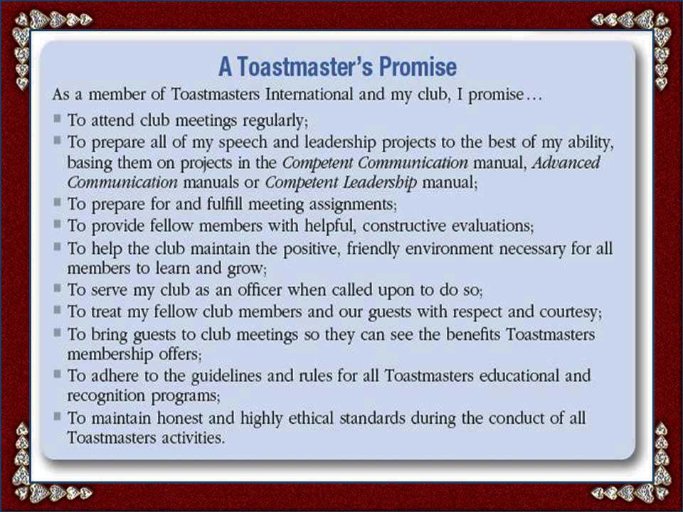 A TOASTMASTER'S PROMISE