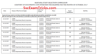 Haryana Clerk Scrutiny of Document Schedule 2017