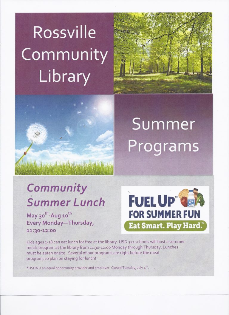 Rossville KS Alumni News Summer Activities At Rossville Library