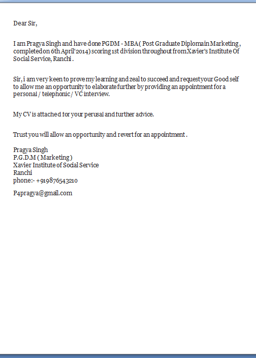 job application covering letter email with cover letter and resume attached sample