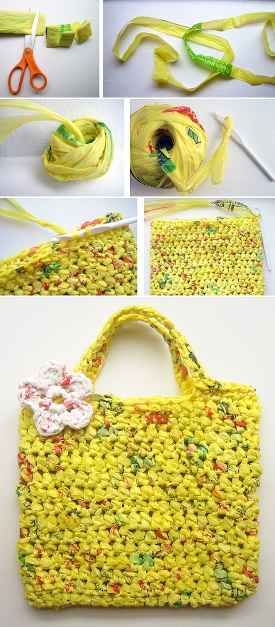 10 bolsos de crochet increíbles hechos con productos reciclados
