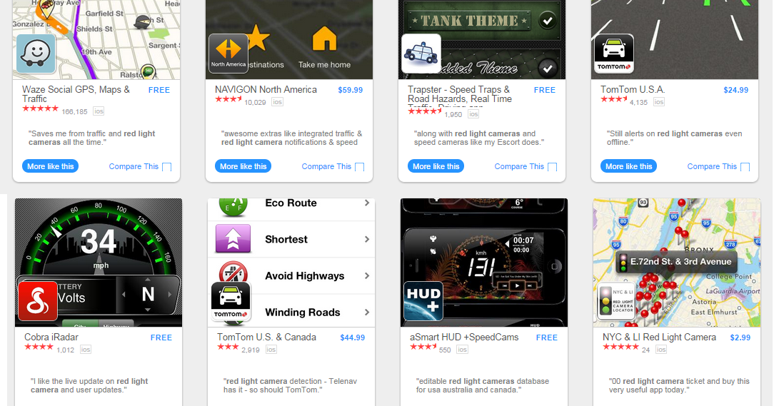 Red Light Camera Mobile Apps Compared