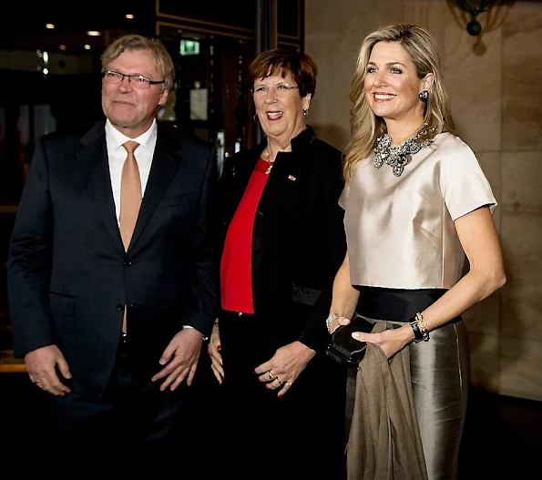 Queen Maxima of the Netherlands businesswoman Vivienne Eijkelenborg and Dutch politician Annemarie Jorritsma attend the 35th edition of the Prix Veuve Clicquot Businesswoman of the Year ceremony at the Grand Hotel 