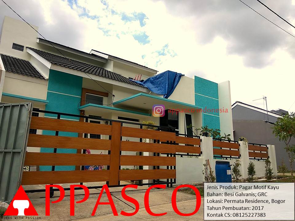 Pagar Unik Minimalis Motif Kayu di Permata Residence - Jual Kanopi