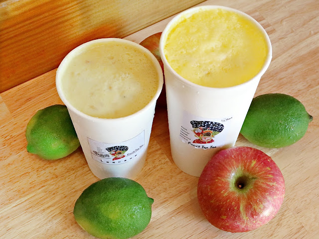 布弟弟fruit tea tea果汁專賣店，中科新鮮現打果汁開賣囉！繽紛色彩口味好獨特～