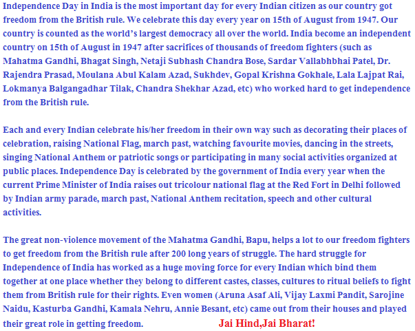 essay on independence day