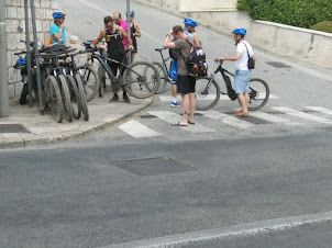 Tourist cyclists in Dubrovnik in Croatia.