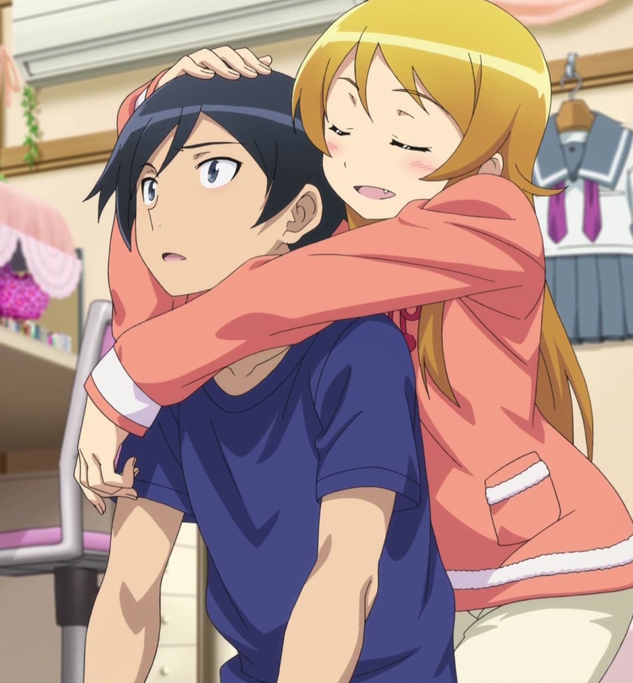 аниме постер ну не может моя сестрёнка быть такой милой. аниме oreimo поцелуй. My little sister said to me. For sisters бренды. In my sisters hands.