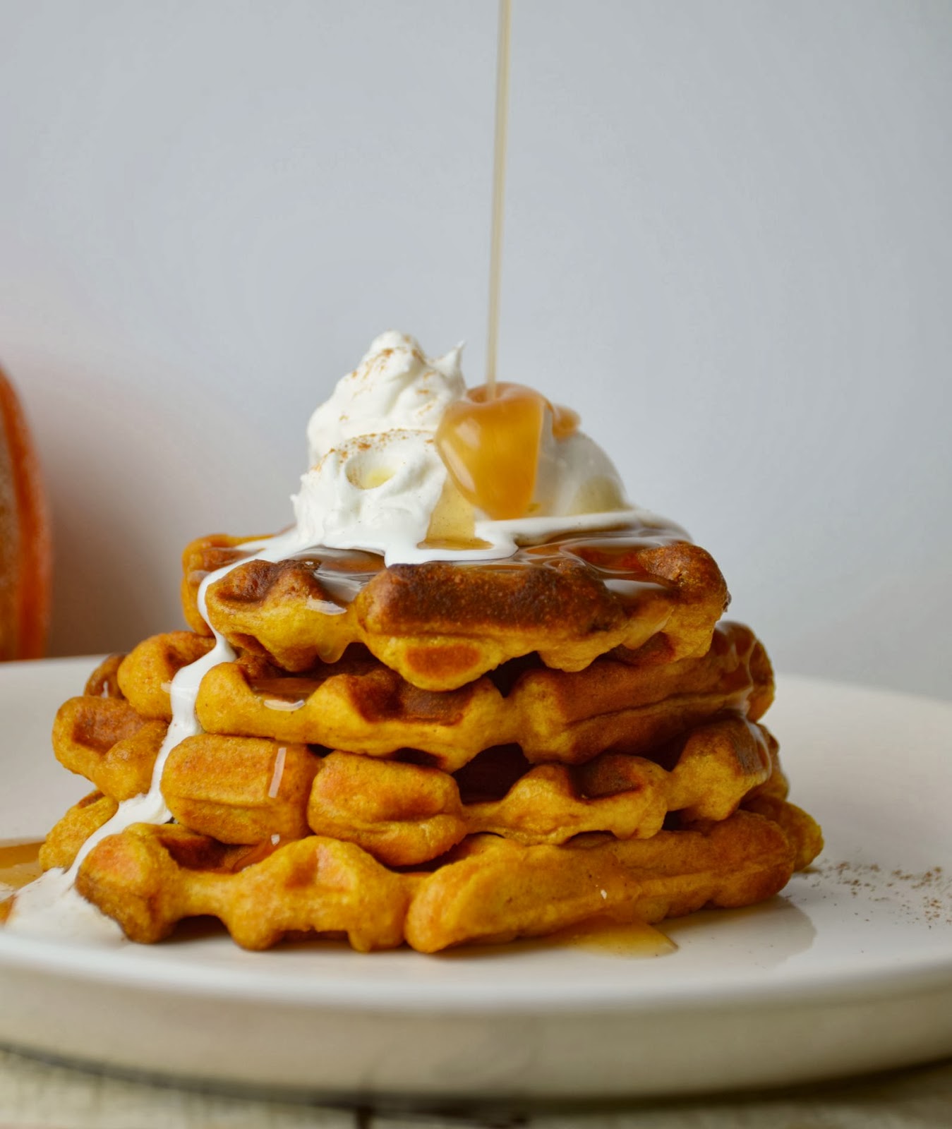 Sweet Southern Kitchen Pumpkin Waffles with Cider Butter Syrup