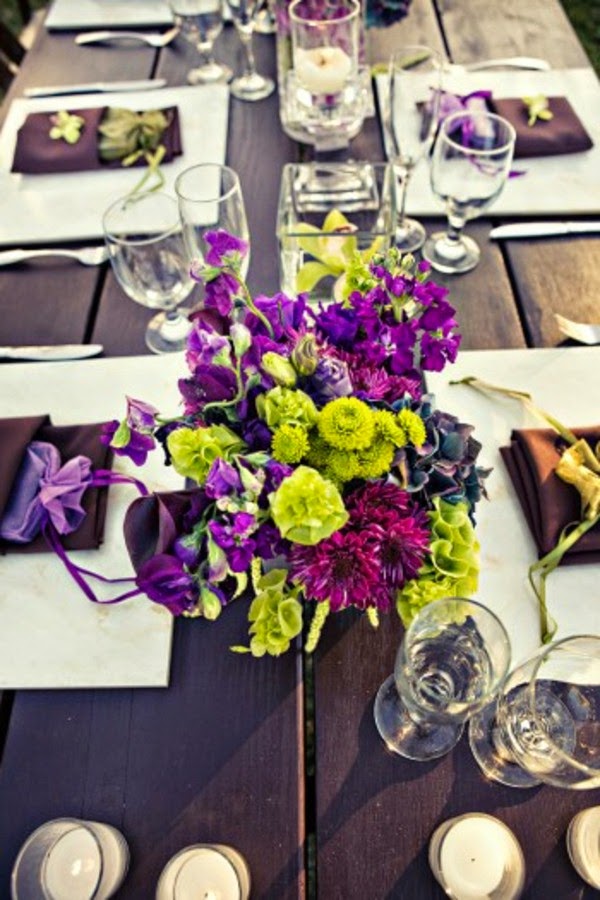 Table decorations for the wedding in purple color – 32 images!