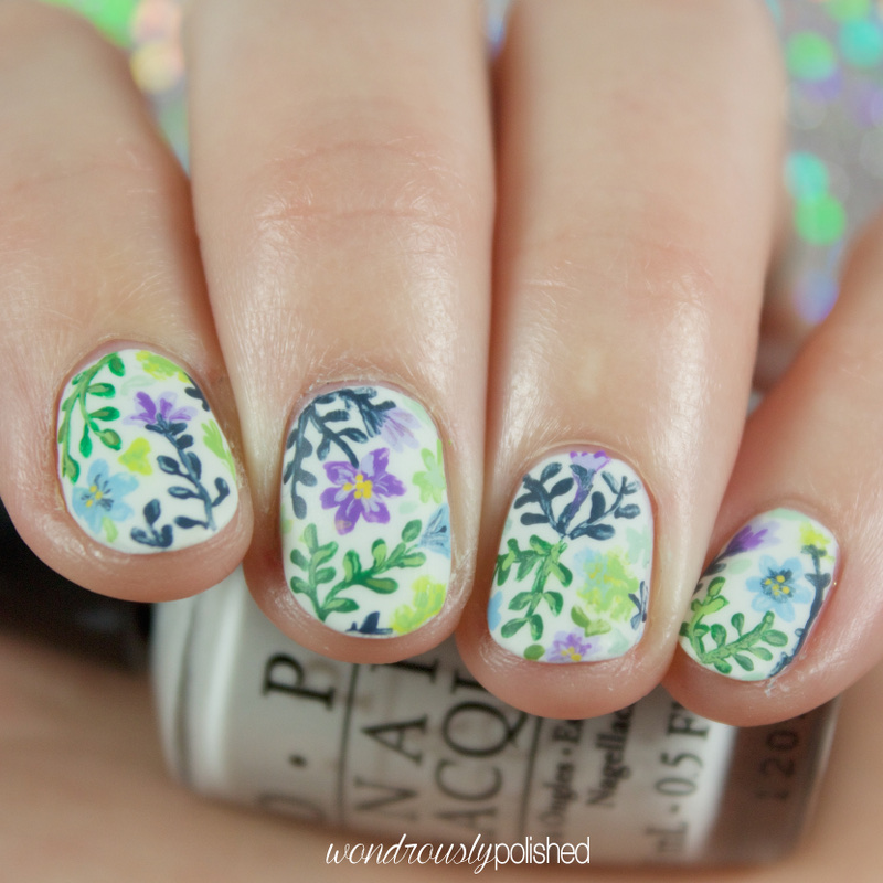 Wondrously Polished Garden Party Floral Nail Art