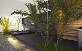 Living Room Decorating Ideas with Interior Courtyard