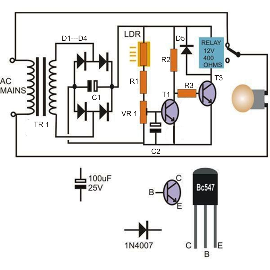 Automatic Street Light Circuit DIagram