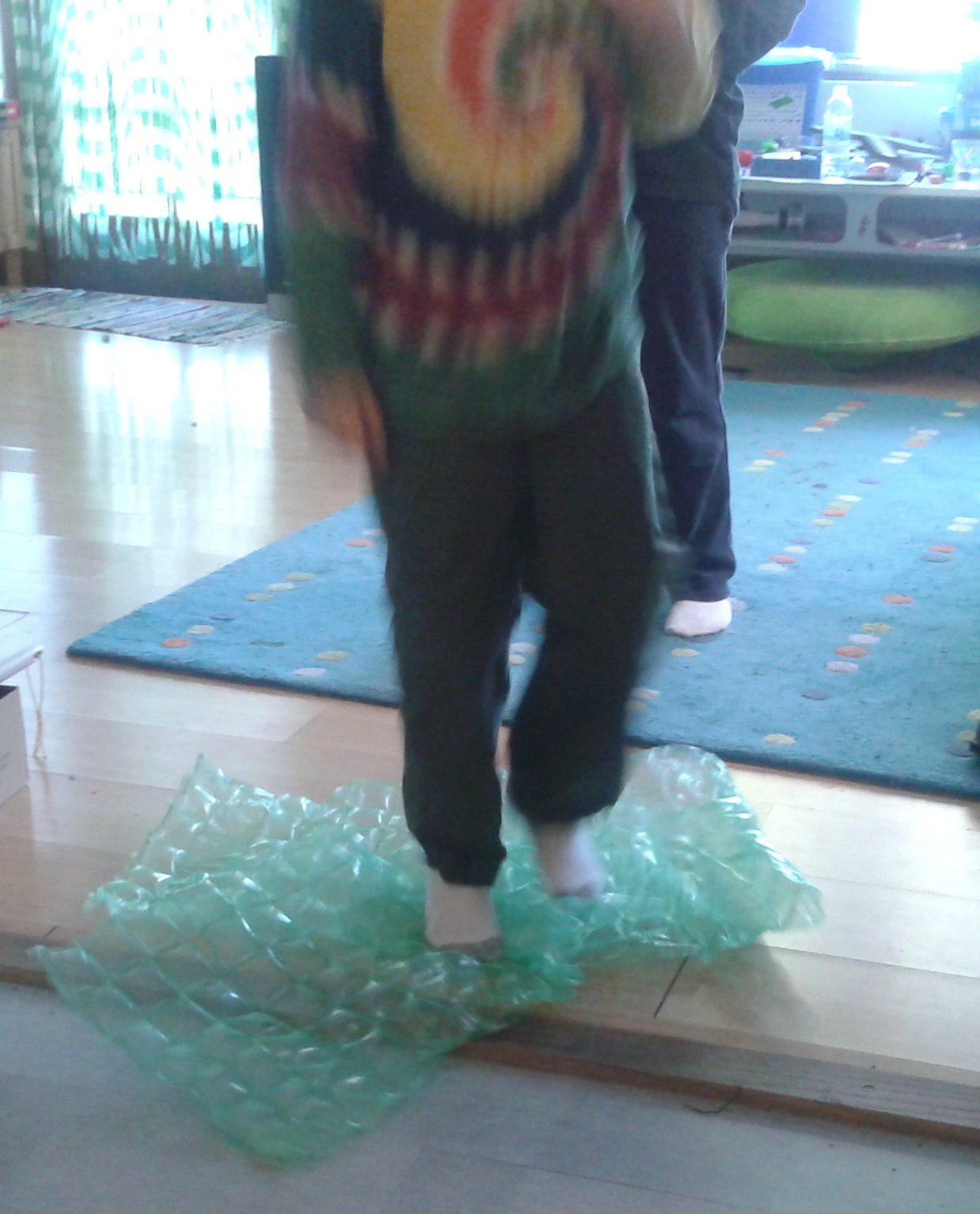 They like to lay them out on the floor and then stomp on them