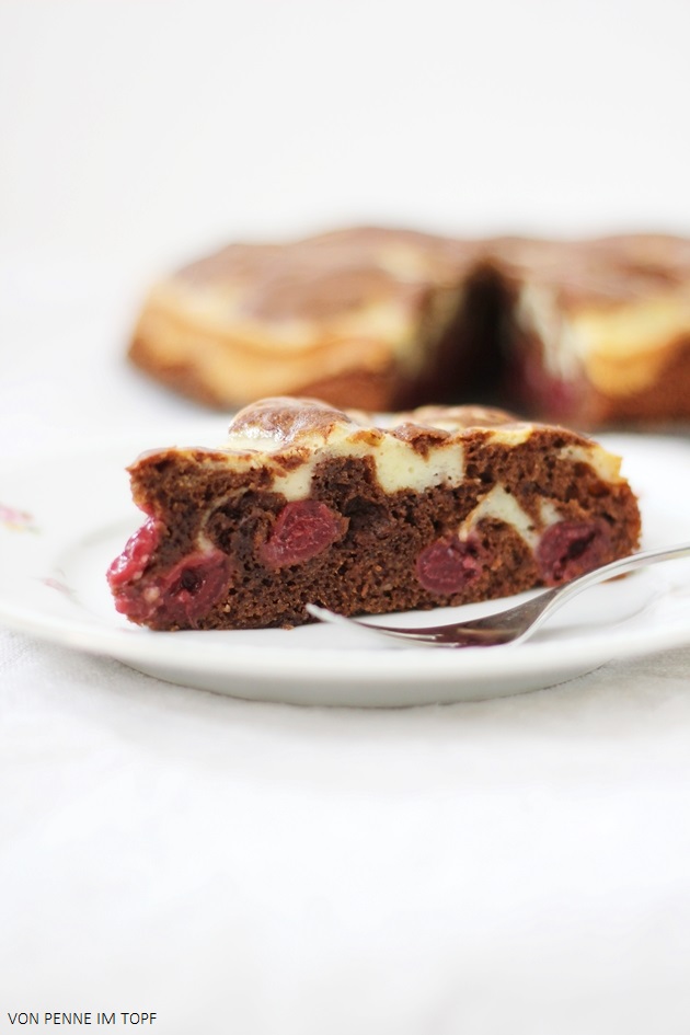 Penne im Topf: Schoko - Crème Fraîche - Kirschkuchen