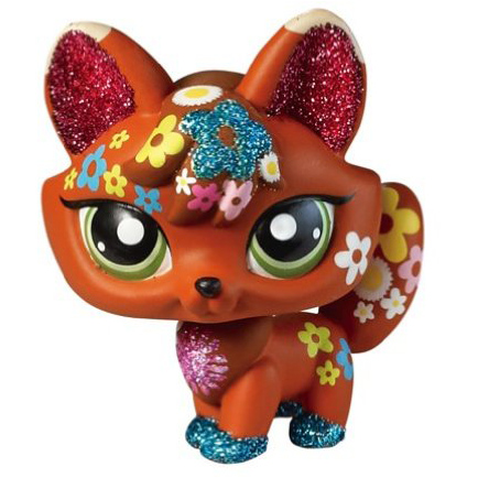 4pcs #807 #2341 #2642 #1536 Littlest Pet Shop LPS Brown Red Sparkle Fox Toy 